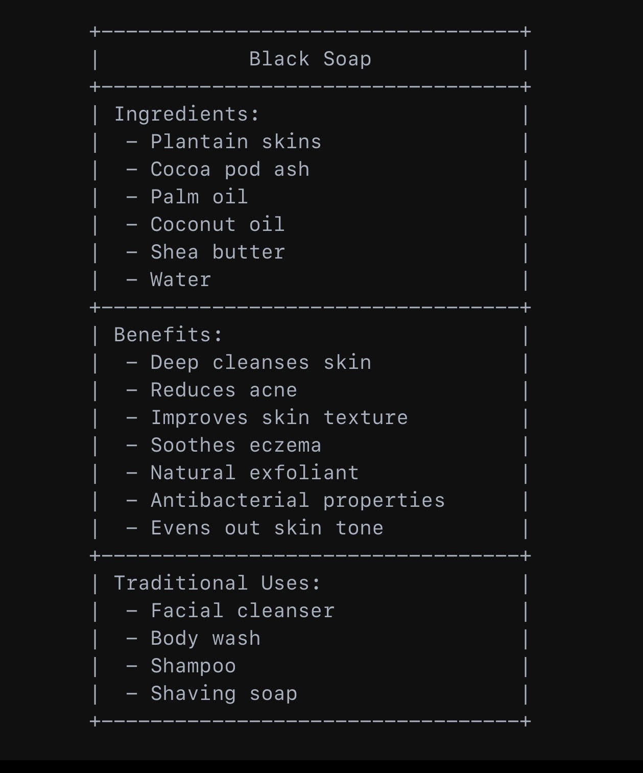 Organic Black Soap
