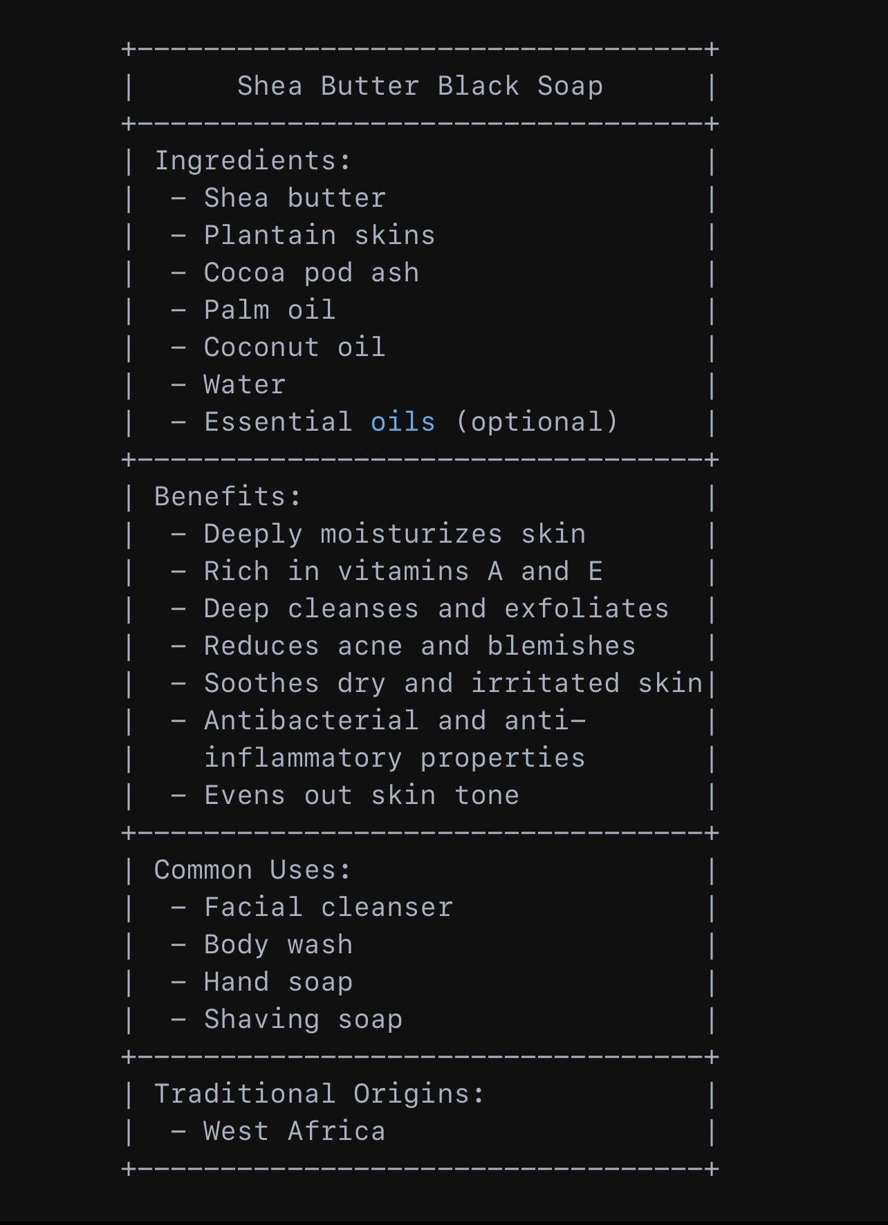 Organic Shea Butter Black Soap